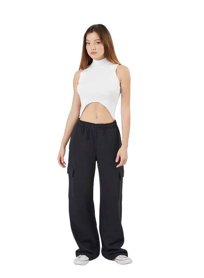 FOREVER 21 Fleece Wide-Leg Cargo Pants - Image 1