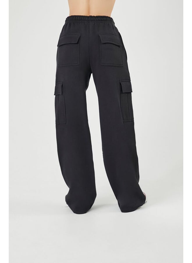 FOREVER 21 Fleece Wide-Leg Cargo Pants - Image 4
