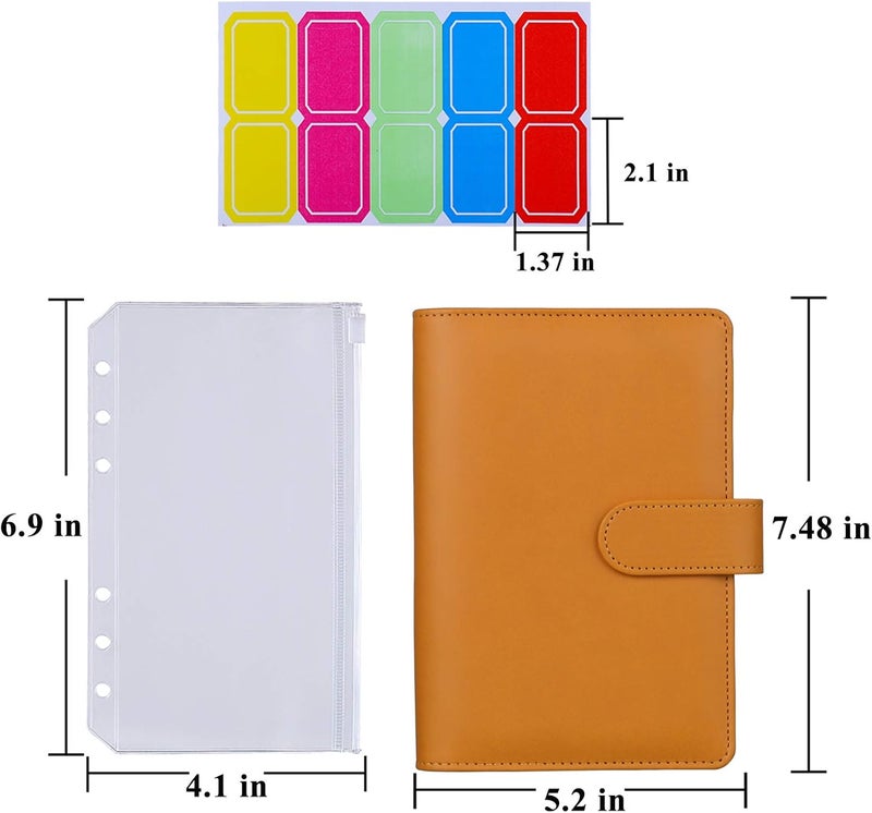 Antner Budget Binder with Zipper Envelopes, Money Organizer for Cash, Cash Envelopes for Budgeting, Budget Planner Savings Binder with Cash Envelopes & Colorful Stickers for Money Saving, Dark Yellow - Image 5