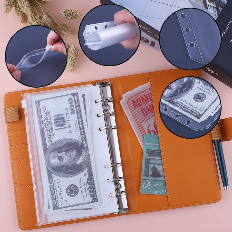 Antner Budget Binder with Zipper Envelopes, Money Organizer for Cash, Cash Envelopes for Budgeting, Budget Planner Savings Binder with Cash Envelopes & Colorful Stickers for Money Saving, Dark Yellow - Image 2