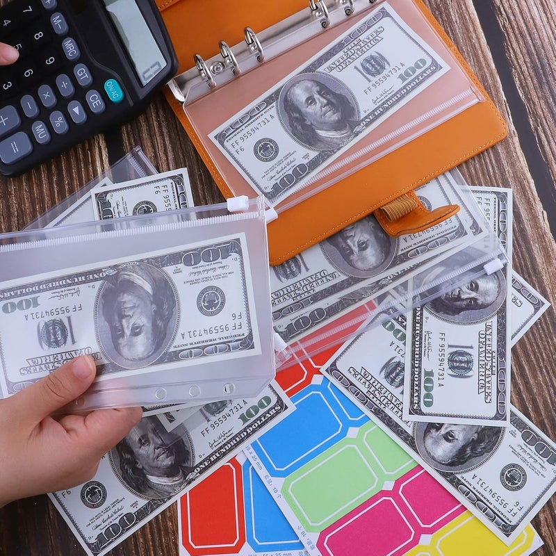 Antner Budget Binder with Zipper Envelopes, Money Organizer for Cash, Cash Envelopes for Budgeting, Budget Planner Savings Binder with Cash Envelopes & Colorful Stickers for Money Saving, Dark Yellow - Image 3