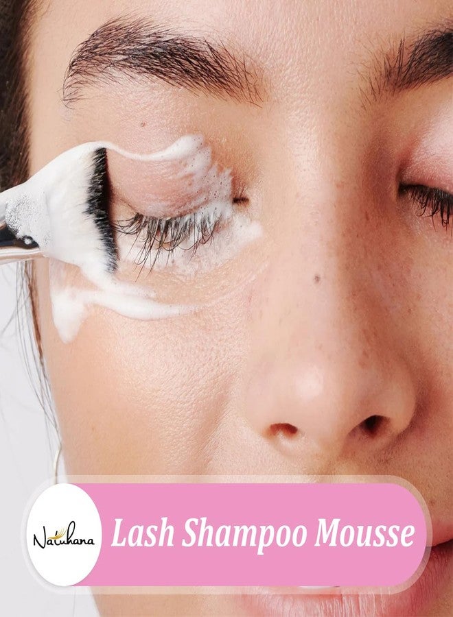 NATUHANA Lash Shampoo Kit & Brush, 2.04 fl.oz/60ml Gentle Foaming Cleanser Eyelash Wash for Extensions and Natural Lashes, Safe Makeup Remover Suppiles for Salon Use and Home Care - Image 2