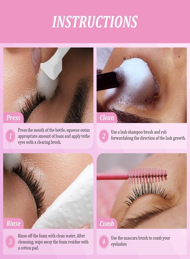 NATUHANA Lash Shampoo Kit & Brush, 2.04 fl.oz/60ml Gentle Foaming Cleanser Eyelash Wash for Extensions and Natural Lashes, Safe Makeup Remover Suppiles for Salon Use and Home Care - Image 5