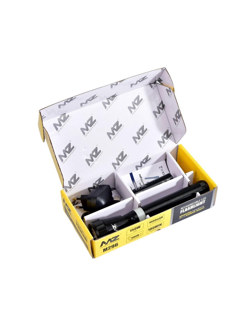 Mz MZ M296 Rechargeable LED Torch 4000mAh Battery Super Bright 150W Flashlight  - Image 4