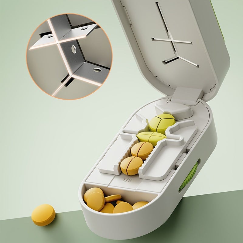 Green Rectangular Pill Cutter Sturdy Easy Cut Precise Slicer Ideal Daily Use - Image 2