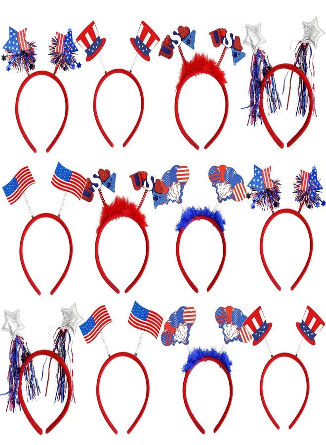 BBPOOL 4th of July Headband 12pcs Patriotic Headbands Uncle Sam Hat USA Flag Headbands for Independence Day Party Favors Fourth of July Party Accessories - Image 1