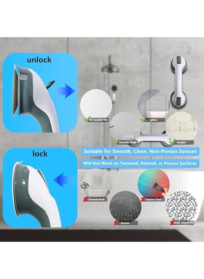 Suction Grab Bar for Bathroom Safety, 11.8 Inch Heavy-Duty Shower and Bathtub Support Handle, Tool-Free Waterproof Stability Rail for Daily Use - Image 2