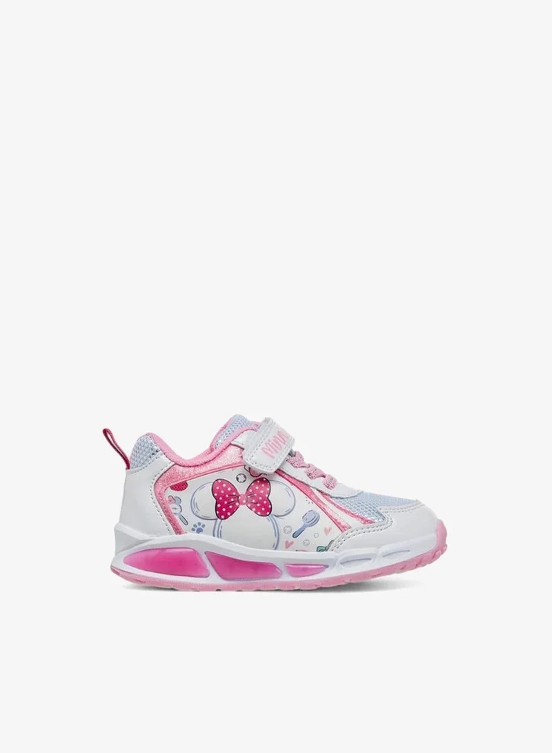 Disney WHITE Minnie Mouse Print Light-Up School Sneakers With Hook And Loop Closure for Women | Best Price UAE