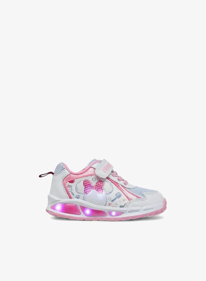 Disney WHITE Minnie Mouse Print Light-Up School Sneakers With Hook And Loop Closure for Women | Best Price UAE