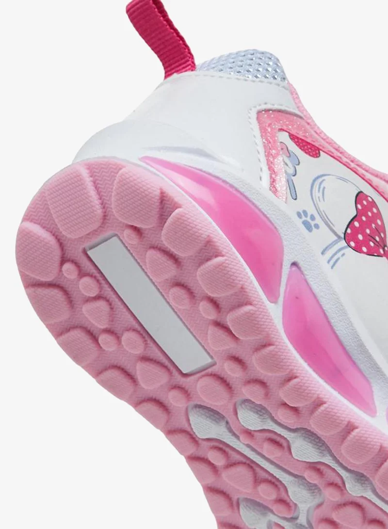 Disney WHITE Minnie Mouse Print Light-Up School Sneakers With Hook And Loop Closure for Women | Best Price UAE