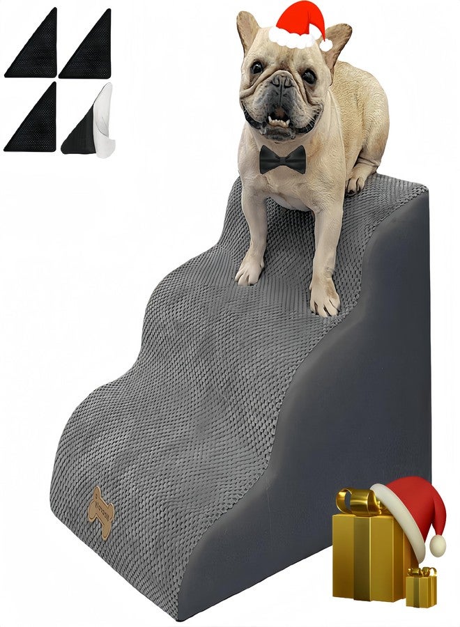 Necrely Non-Slip Dog Stairs to High Beds, 3-Step - Cats & Dogs, Grey (23.7*15.8*15.8 IN 33D) - Image 1