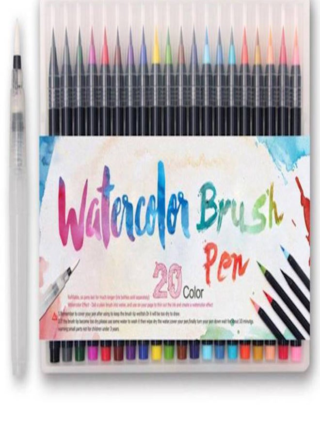 Loquat 20-Piece Calligraphy Pen Soft Brush Marker Watercolour Multicolour - Image 1