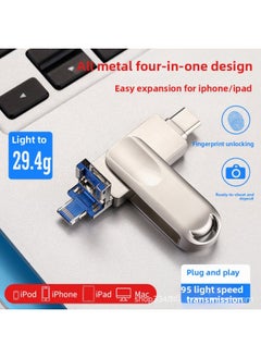 Generic Four-in-one Mobile Phone USB Flash Disk 256G For AppleType-C Android Computer Dual Interface Large Capacity High-speed USB Flash Disk-Color:Graphite Color-Capacity:256GB  - Image 3