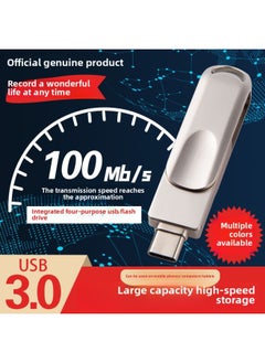 Generic Four-in-one Mobile Phone USB Flash Disk 256G For AppleType-C Android Computer Dual Interface Large Capacity High-speed USB Flash Disk-Color:Graphite Color-Capacity:256GB  - Image 4