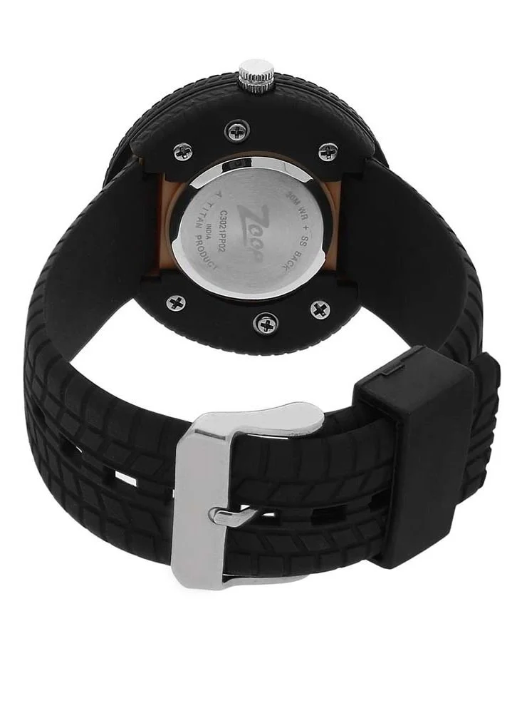 Zoop Orange Dial Black Plastic Strap Watch