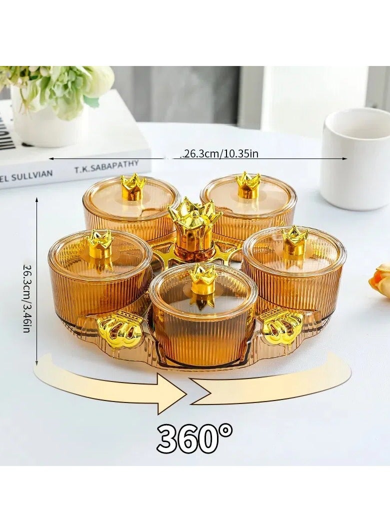 طبق فواكه دوار لغرفة المعيشة، طبق فواكه مجففة منزلية، سلة حلوى وفواكه رفيعة المستوى، طبق عرض وجبات خفيفة - Image 3