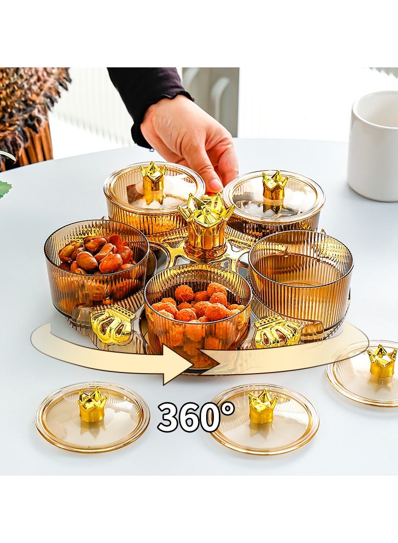 طبق فواكه دوار لغرفة المعيشة، طبق فواكه مجففة منزلية، سلة حلوى وفواكه رفيعة المستوى، طبق عرض وجبات خفيفة - Image 2