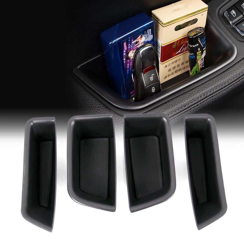 RYANSTAR RACING 4PCS Interior Car Side Door Storage Box Compatible with 20152022 Porsche Macan Pallets Car Door Tray Organizer Handle Pocket Armrest Phone Container Accessories Black