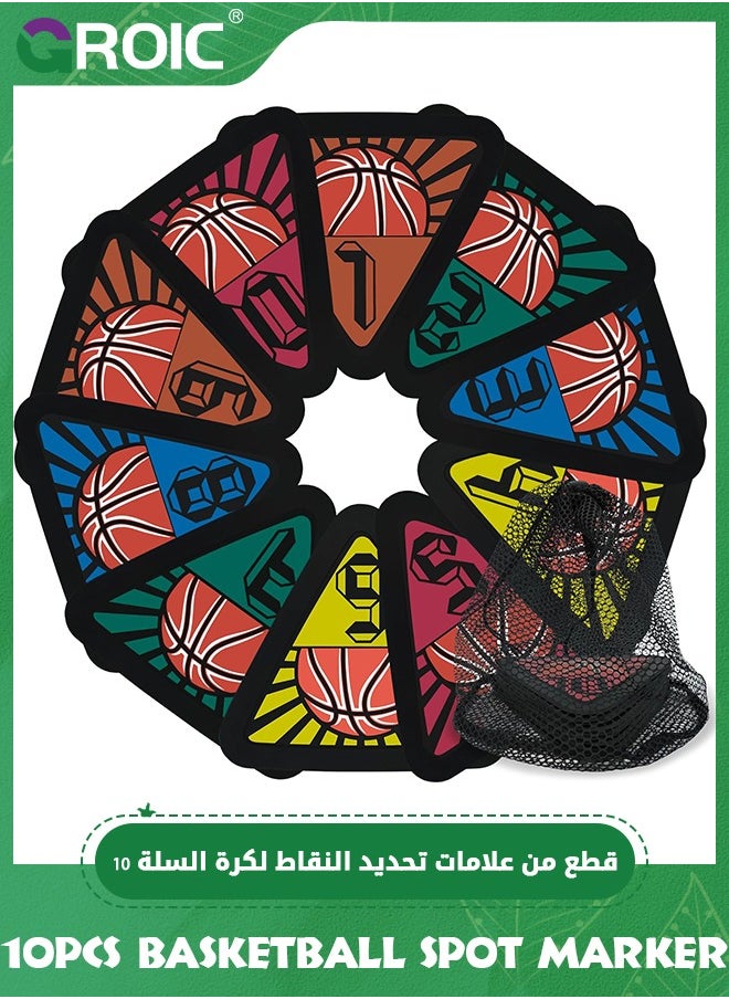 GROIC 10 PCS Basketball Spot Marker, Training Spot Markers 9 & 8 Inches Colorful Anti-Slip Agility Cones, Flat Number Floor Dots, Activity Mats Football and Basketball Accessories for Marker Field  - Image 1