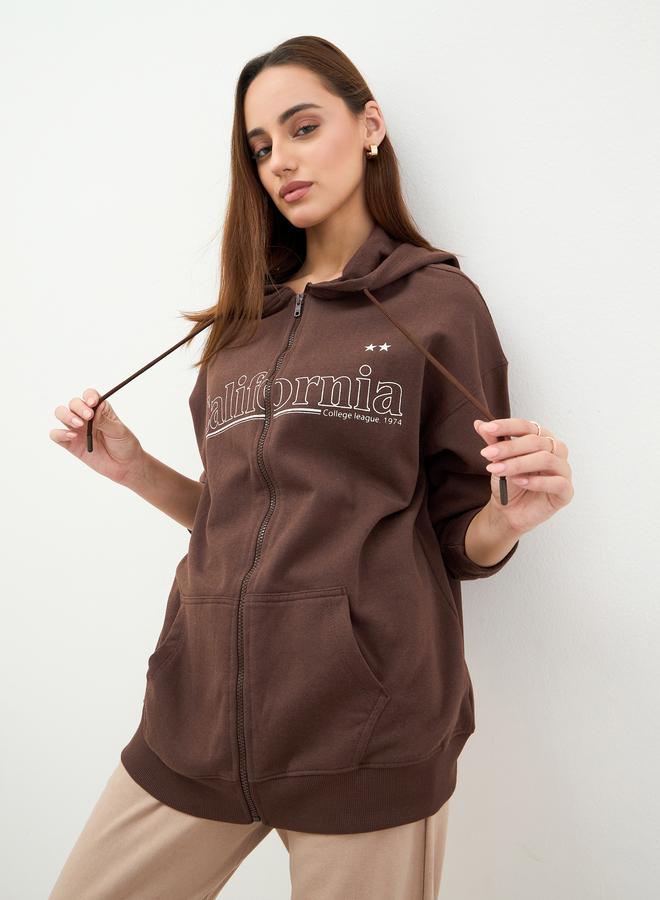 ستايلي سويت شيرت طويل بطبعة جرافيك - Image 1