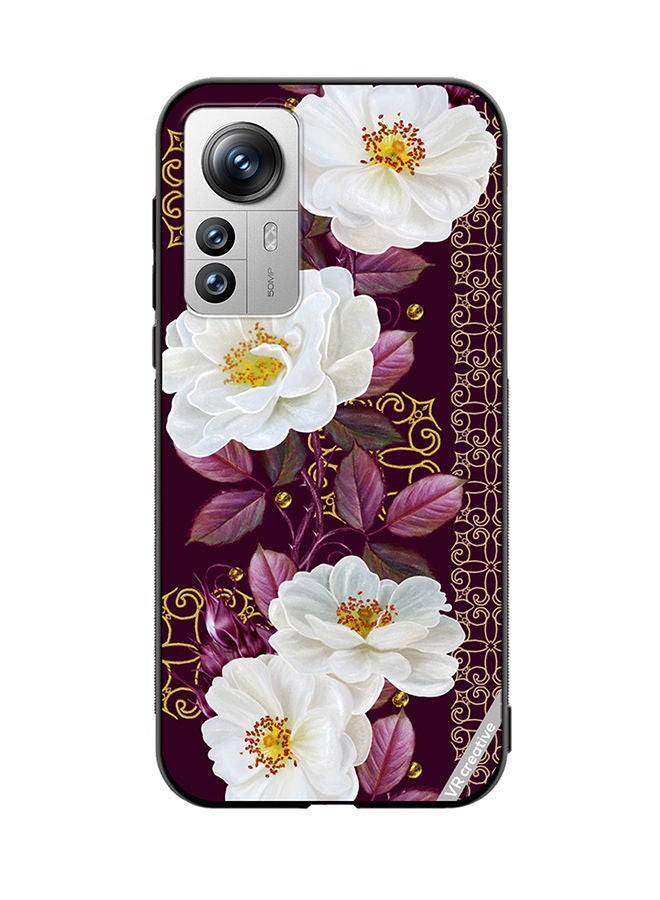 VR CREATIVE Protective Case Cover For Xiaomi 12 Pro Vertical Floral Border Pattern Design Multicolour - Image 1