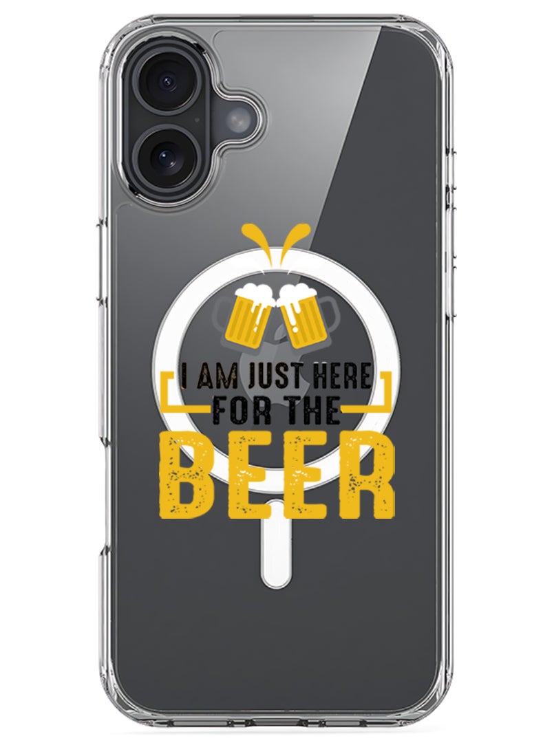 Theodor iPhone 16 Plus Magsafe Magnetic Case for iPhone Compatible with Wireless Charging, Shockproof Phone Bumper Cover - Here for Beer black - Image 1