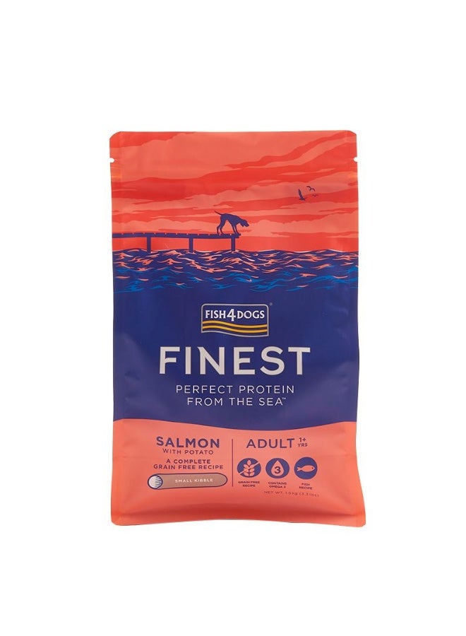 (فيش٤دوجس) فيش فور دوغز فاينست – سلمون كيبّل صغير، طعام جاف للكلاب البالغة - Image 1