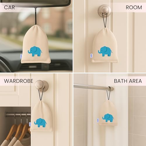 Haka Camphor Pouch –100% Pure Camphor | Multipurpose Natural Chemical Free Air Freshener for Car, Wardrobe, Bathroom & Room | Eco-Friendly Aroma Bag (Pack of 3) (Evil Eye, Compass, Elephant, Natural) - Image 5