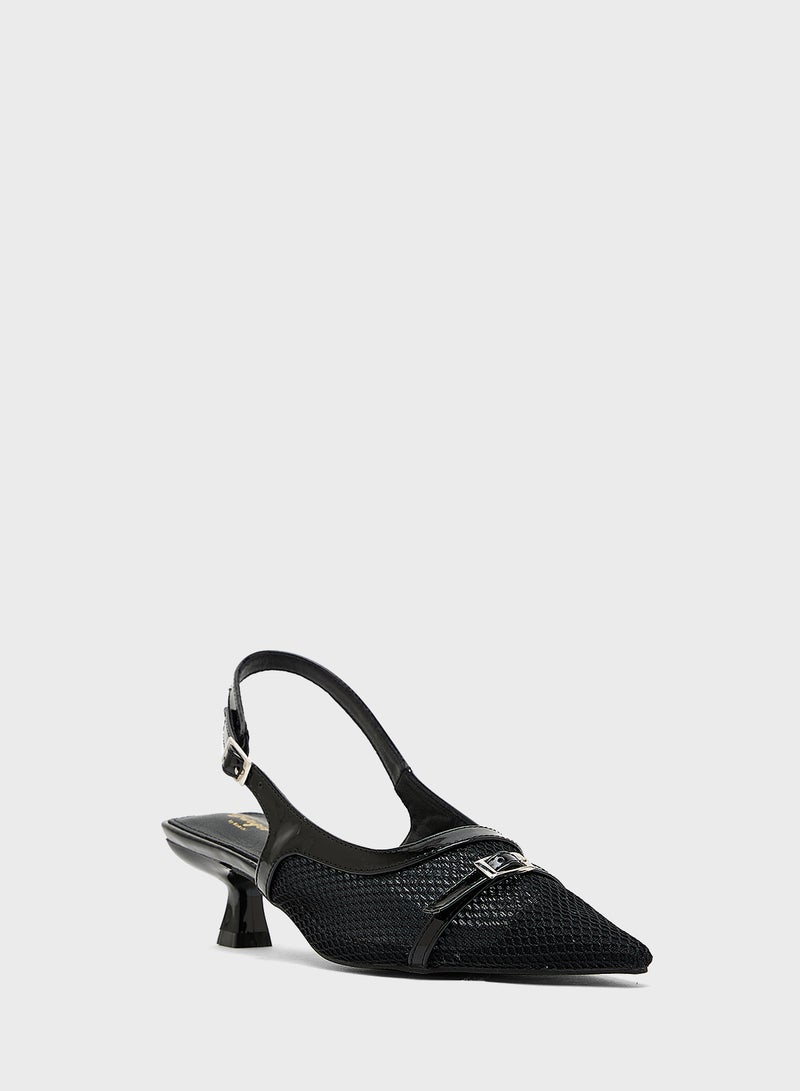 جينجر حذاء بكعب مدبب بحزام خلفي - Image 2