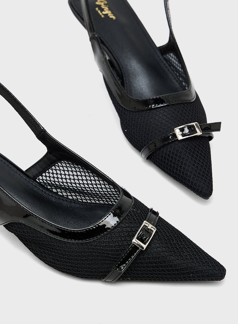 جينجر حذاء بكعب مدبب بحزام خلفي - Image 4