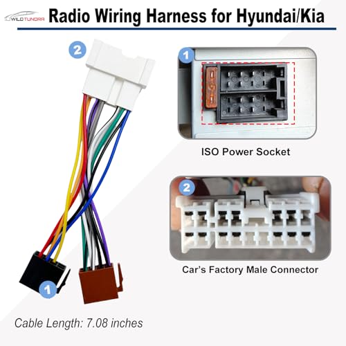 WildTundra 16Pin Aftermarket Wiring Harness for Hyundai 2001-2006, Kia 2002-2006 - 8Pin+8Pin Android Car Stereo Adapter for Elantra Sonata Amanti Rio ISO Radio Install - Image 4