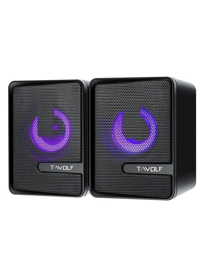 تي- وولف سبيكر قيمنق مكتبي USB مع مضخم صوت فرعي - صوت ستيريو وباس قوي، حوامل مزدوجة صغيرة، تشغيل فوري للكمبيوتر واللابتوب - Image 1