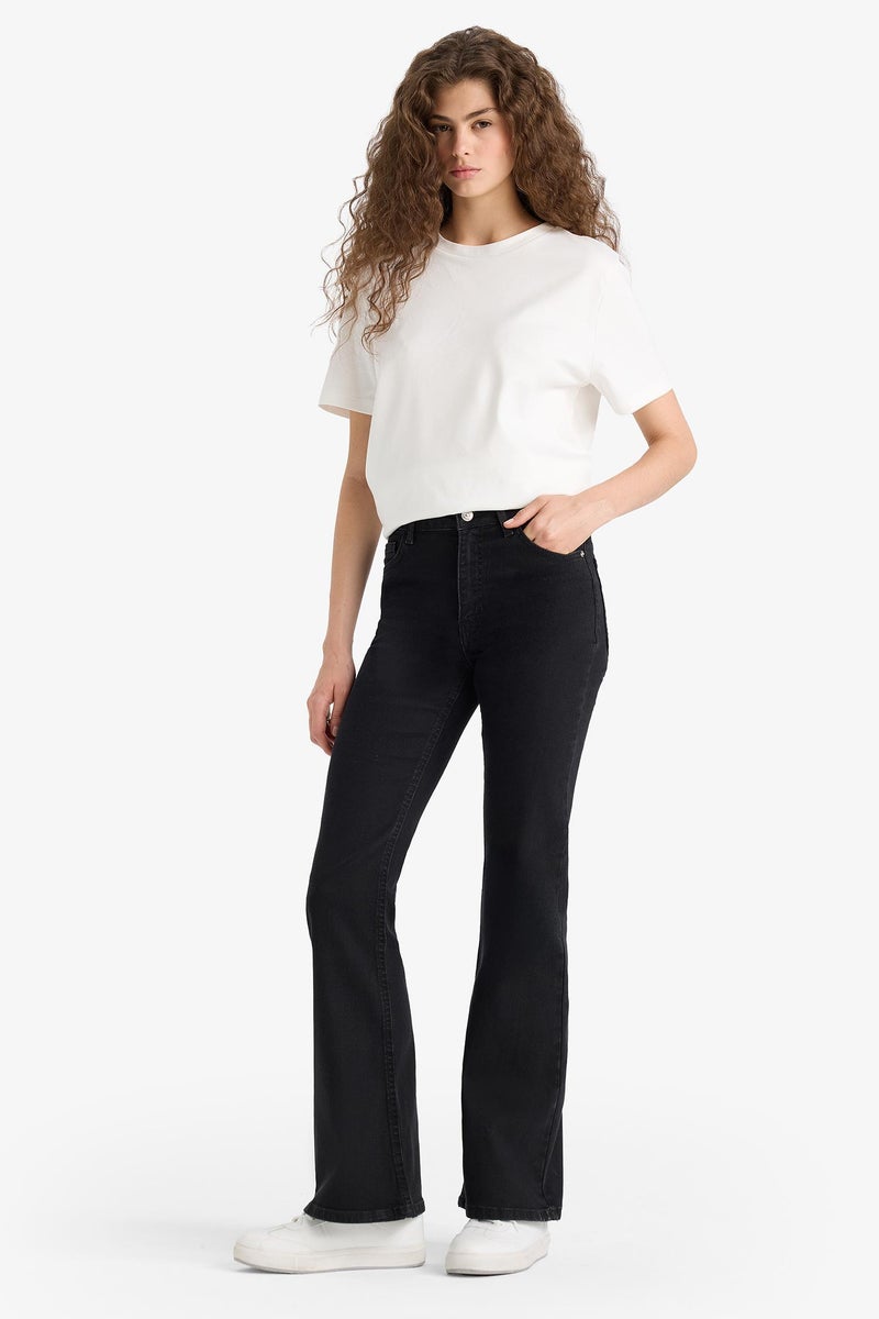 DeFacto Black Woman Flare Flare Jean Trousers Casual - Image 2