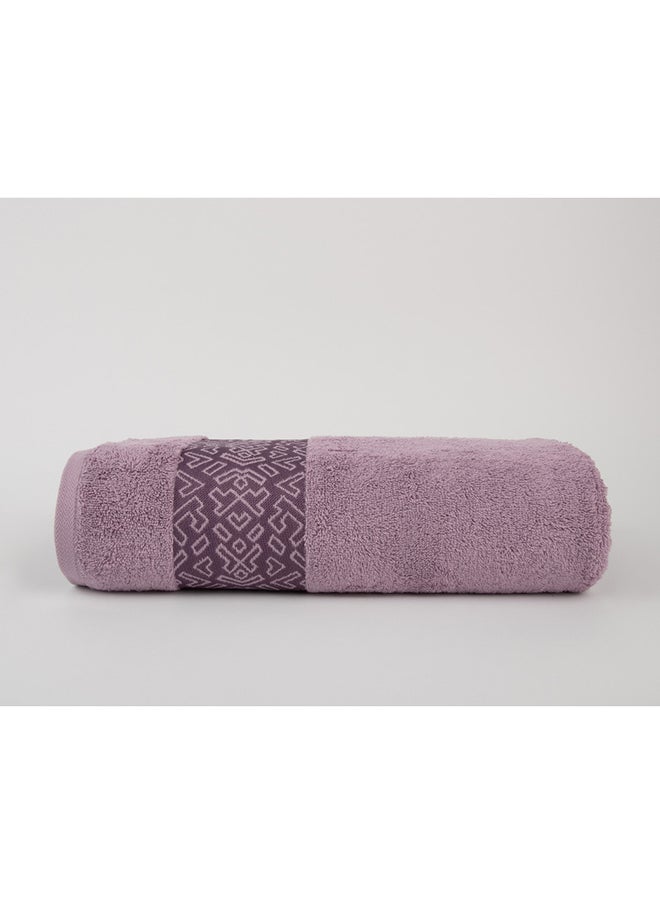 White Rose - BLOCKS TOWELS - 500 GSM - 100% Cotton Terry - Jacquard Border- 1 Bath Sheet 85x170 cm- Luxury Touch - Extra Absorbent-Purple - Image 1