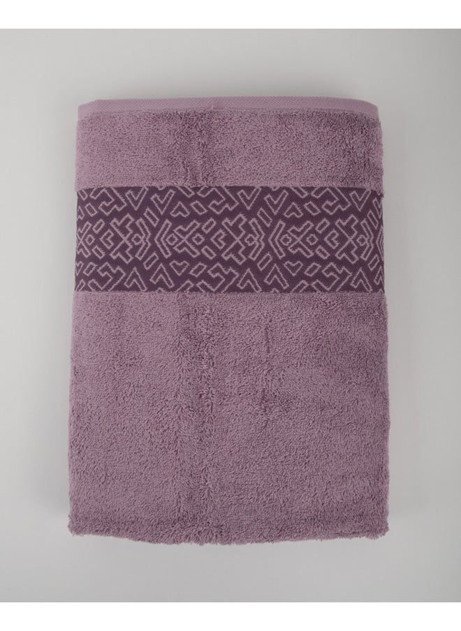 White Rose - BLOCKS TOWELS - 500 GSM - 100% Cotton Terry - Jacquard Border- 1 Bath Sheet 85x170 cm- Luxury Touch - Extra Absorbent-Purple - Image 1