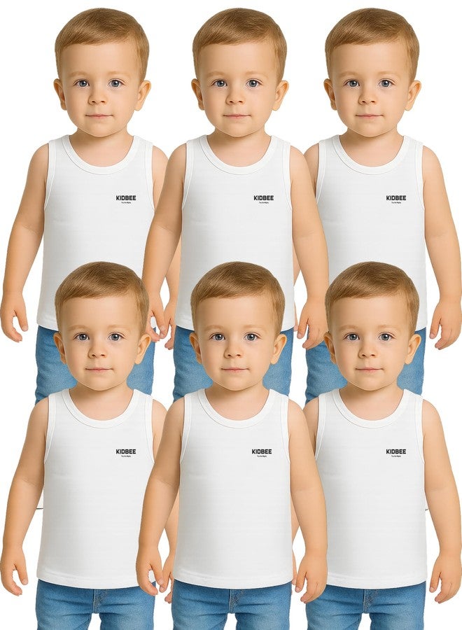Kidbee Baby Boys and Baby Girls Sleeveless Cotton Vest for Kids (in, Age, 6 Months, 12 Months, Regular, 6, White) - Image 1