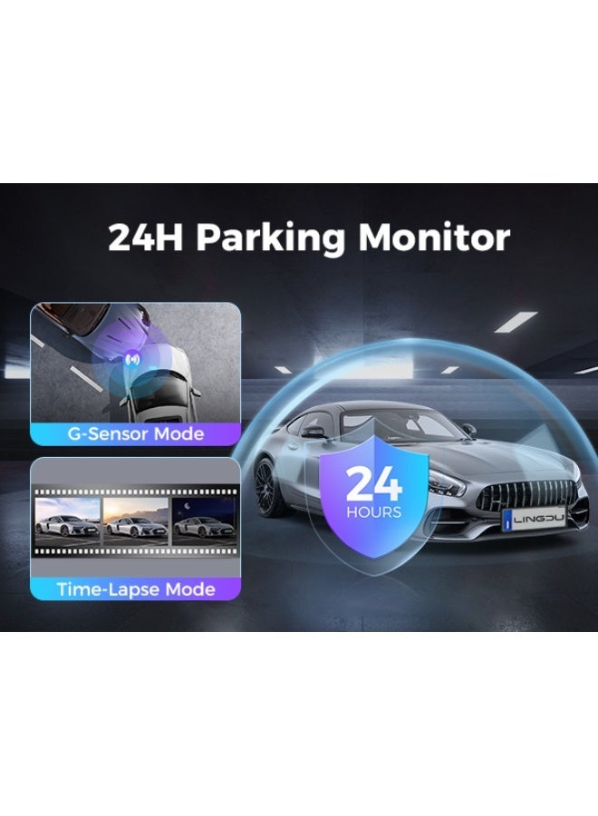 LINGDU LD06 Dual Channel Dash Cam with Sony IMX415 Sensor, 4K+2K Front & Rear Recording, Built-in GPS, 5G Wi-Fi, Bluetooth & Voice Control - Image 3