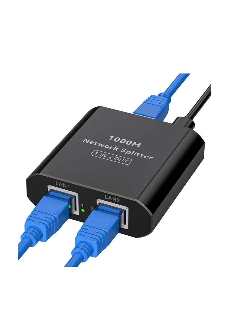 ماركة غير محددة مقسم إيثرنت جيجابت 1 إلى 2 مع كابل طاقة USB-C – مقسم LAN عالي السرعة 1000Mbps  - Image 1