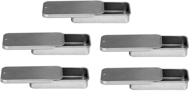Nakpunar Pack of 5 Empty Slide Top Tin Containers 025 oz for Lip Balms Pills GEO Survival Crafts - Image 1