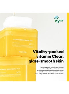 MEDIHEAL Vitamide Brightening Pad Vegan Face Hypoallergenic Pads With Niacinamide Sea Buckthorn Radiance Boosting Pads For Clear Illuminating Skin 100 Pads  - Image 2