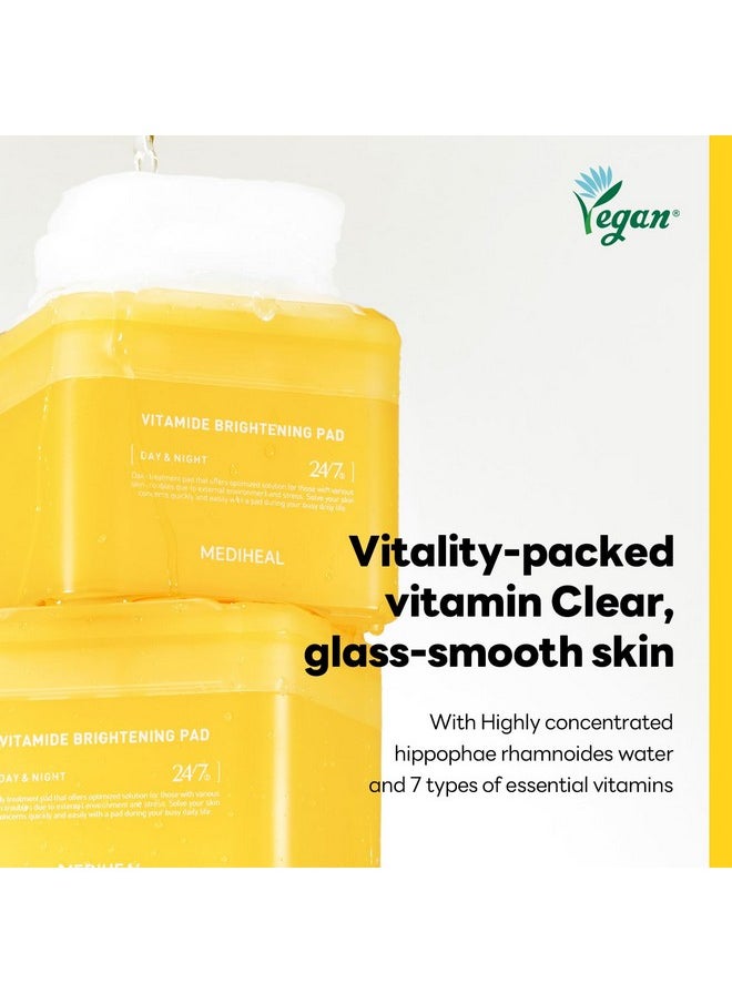 MEDIHEAL - Vitamide Brightening Pad Vegan Face Hypoallergenic Pads With Niacinamide Sea Buckthorn Radiance Boosting Pads For Clear Illuminating Skin 100 Pads - Image 1