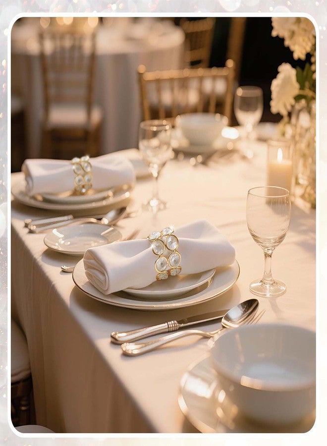 kehail Crystal Metal Napkin Rings Set, Elegant Wedding/Party Table Decor, Shiny Holiday Dinner Accessories Bulk, Bridal Shower Gift, Anniversary, Christmas, Home Decor Essentials (Gold, 6-Pcs) - Image 3