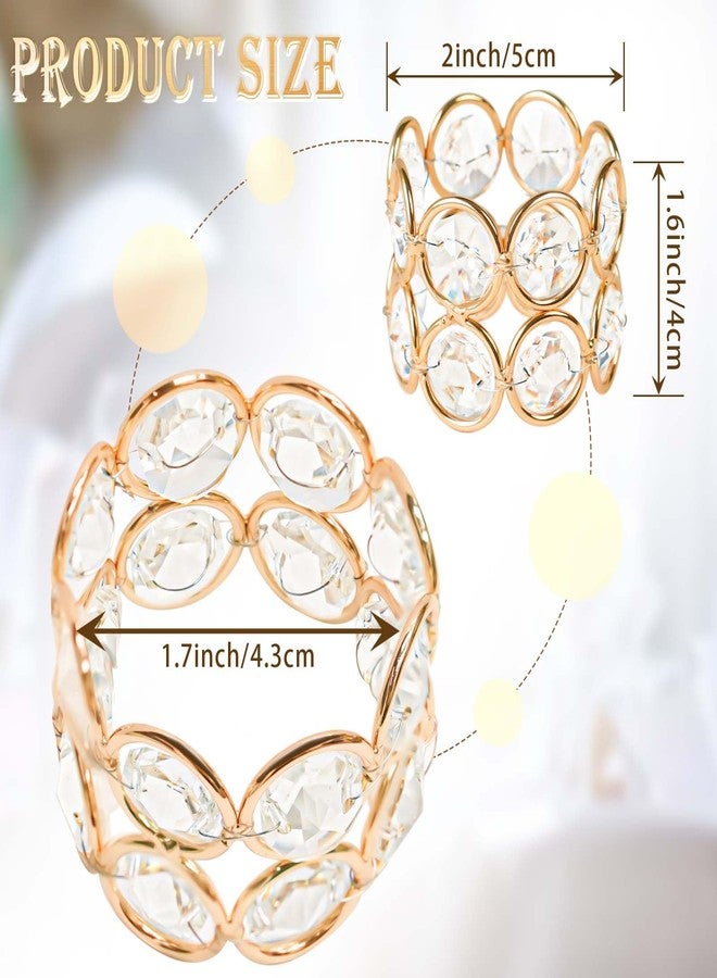 kehail Crystal Metal Napkin Rings Set, Elegant Wedding/Party Table Decor, Shiny Holiday Dinner Accessories Bulk, Bridal Shower Gift, Anniversary, Christmas, Home Decor Essentials (Gold, 6-Pcs) - Image 2