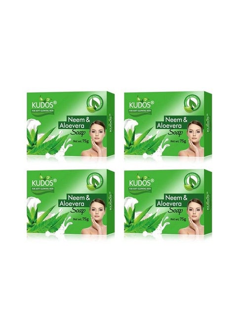 Neem & Aloevera Soap (75Gm) (Pack Of 4) Soap Bar With Pure Neem And Best Of Natural Ingredients Antiseptic And Moisturising Bathing Soap With Aloe Vera Neem For Smooth Soft & Nourished Skin