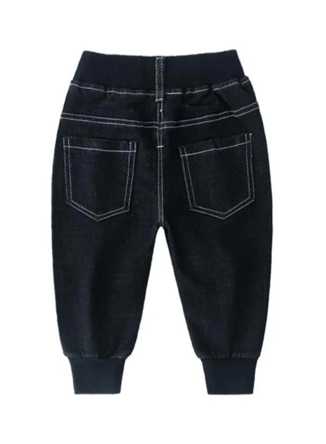 يونيكي Navy Blue Regular Fit Mid Rise Printed Trackpant