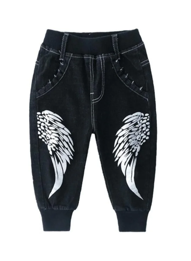 يونيكي Navy Blue Regular Fit Mid Rise Printed Trackpant