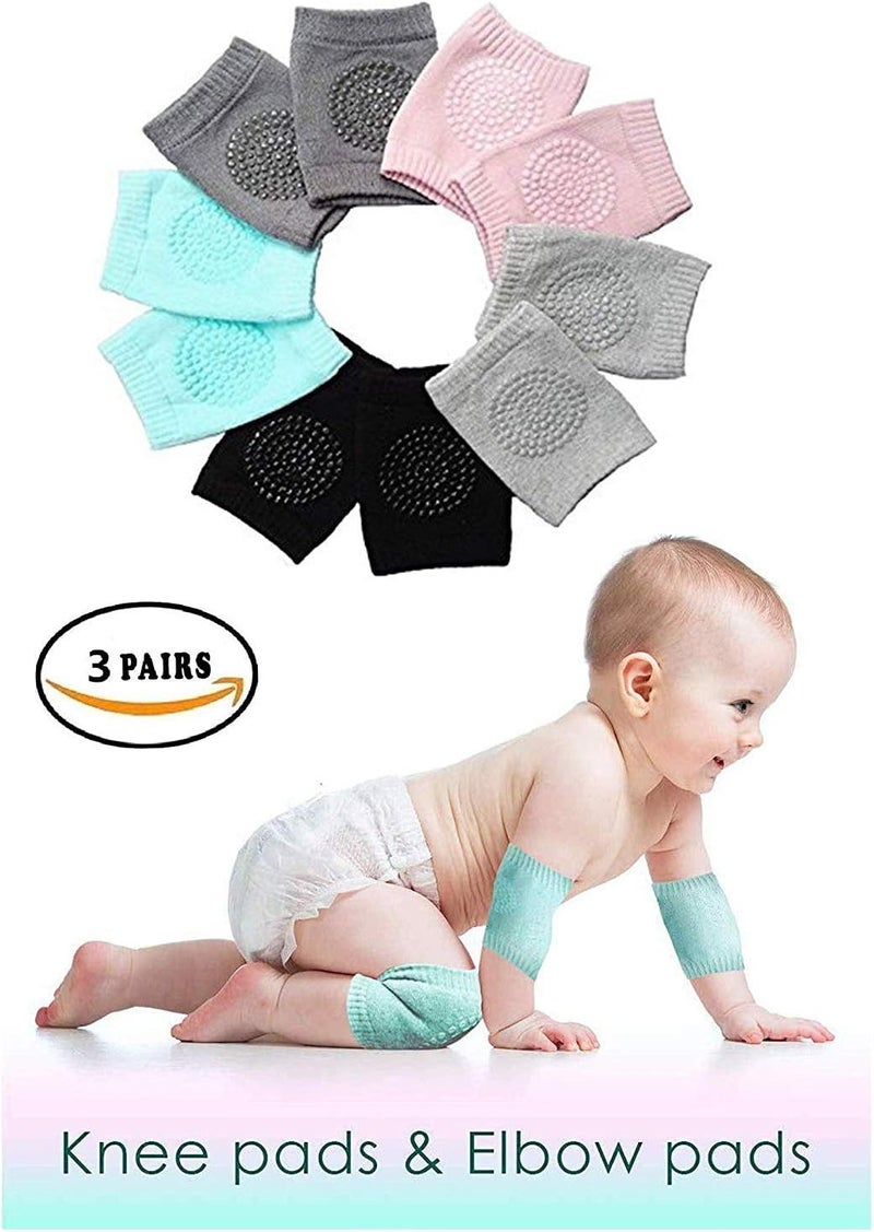 ZOQWEID Baby Knee Pads for Crawling, Anti-Slip Padded Stretchable Elastic Cotton Soft Breathable Comfortable Knee Cap Elbow Safety Protector | Protector Knee Brace Elbow(Multi Color) (2) - Image 2