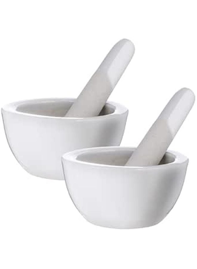 Porcelain Mortar and Pestle Set with 60mm Ceramic Grinding Stick for Spice and Medicine - Image 1