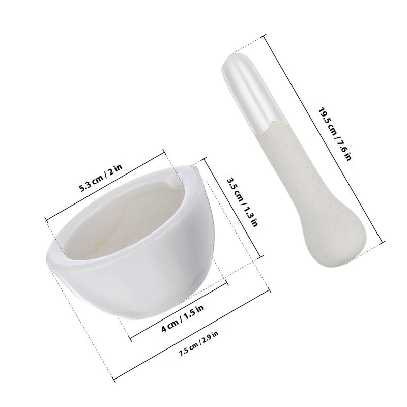 Porcelain Mortar and Pestle Set with 60mm Ceramic Grinding Stick for Spice and Medicine - Image 3