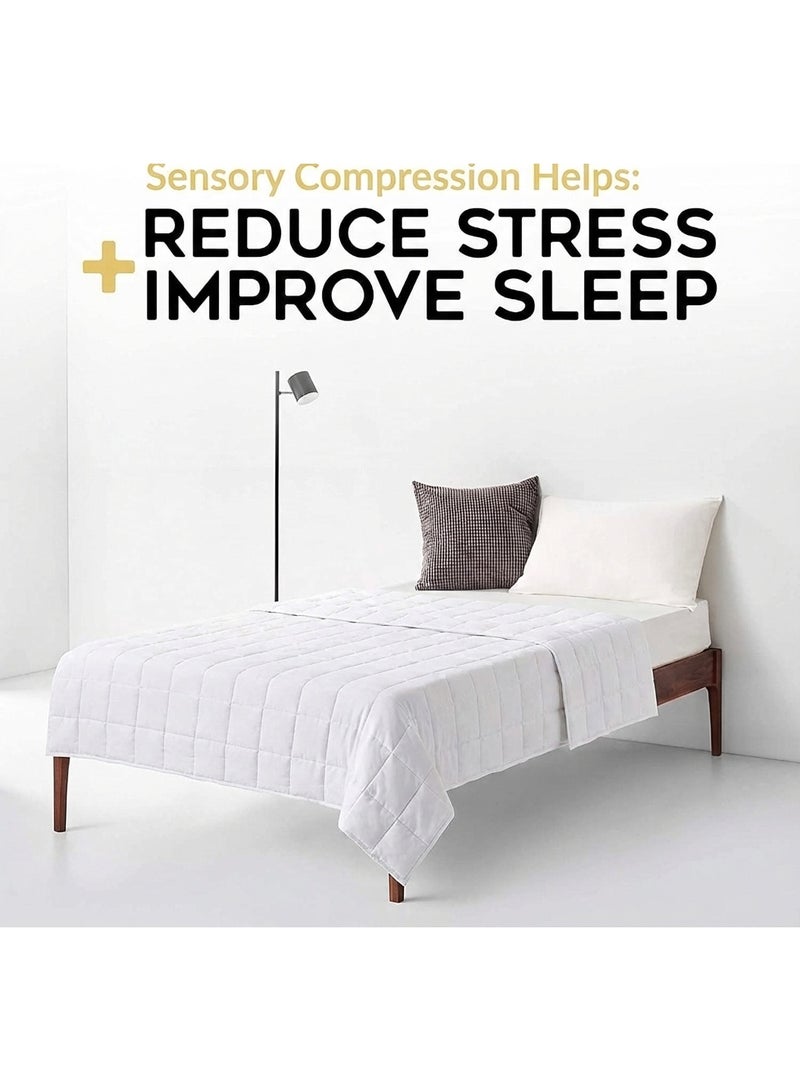 فابينني بطانية ثقيلة بوزن 9.1 كجم/20 رطلاً، مقاس فردي، للبالغين، 60 بوصة × 80 بوصة، لتخفيف القلق، علاج التوحد، الأرق، تخفيف التوتر، بطانية ضغط عميق، لون أبيض، 152 × 203 سم - Image 4